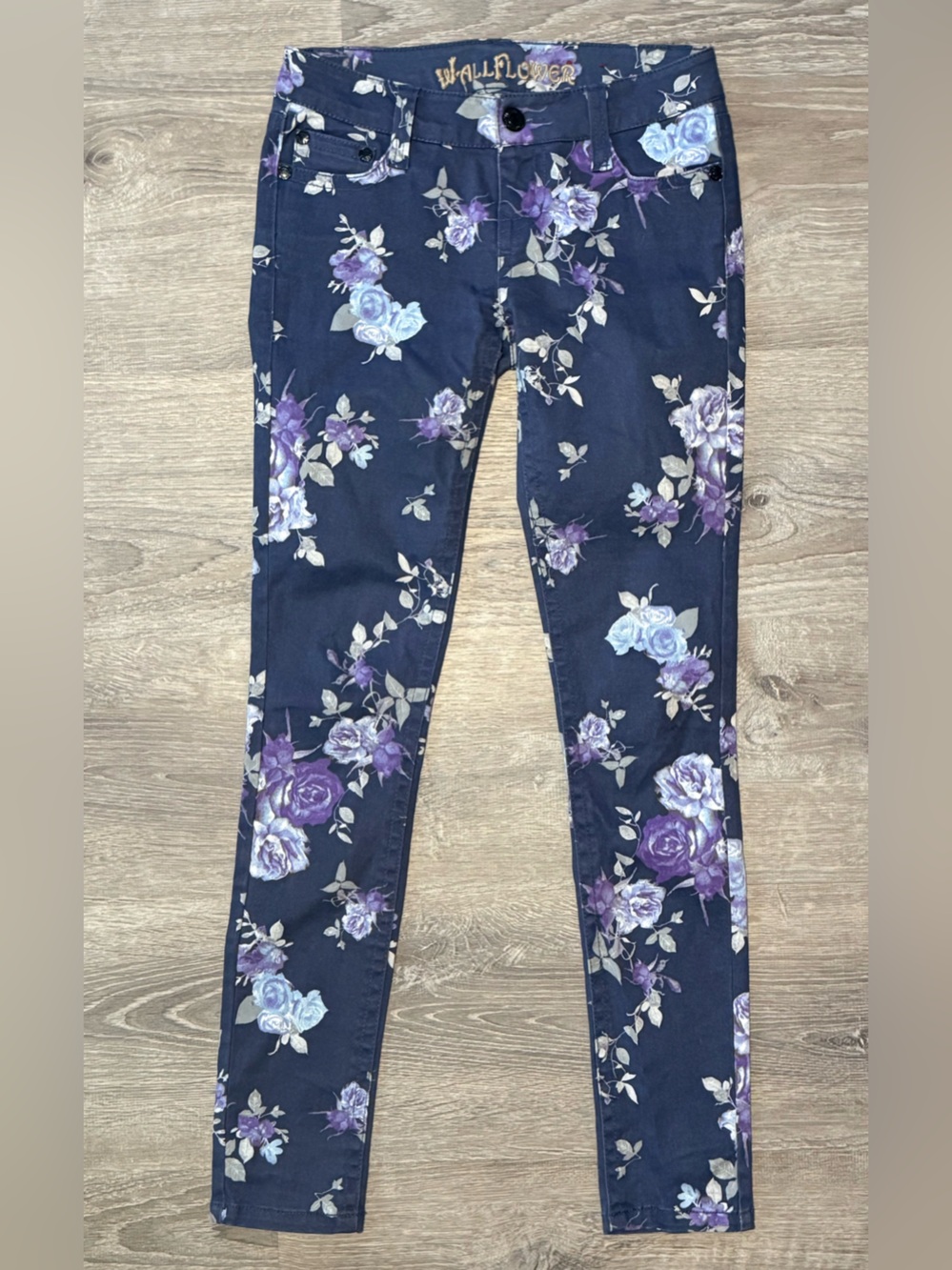 Wallflower Roses Blue Floral Flower Purple Jeans Pants